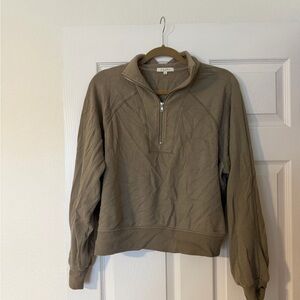Olive green-Zip Sweater